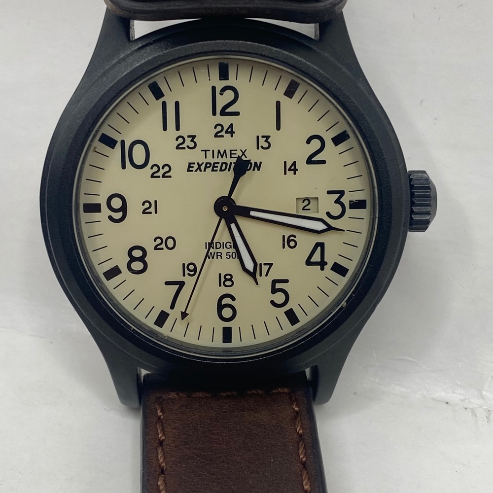 Timex Expedition Scout T49963 Watch Mens Black Cream Brown FOR PARTS NOT WORKING